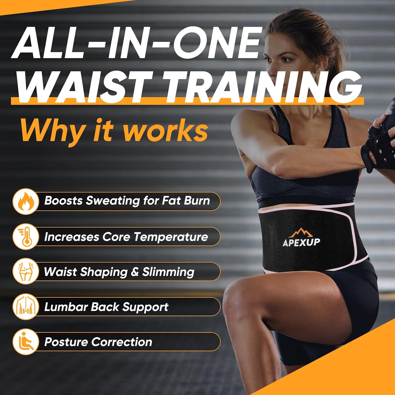 APEXUP Waist Trainer for Women Lower Belly Fat, Men Sweat Band, Stomach Wrap, Waist Trimmer with Removable Lumbar Support