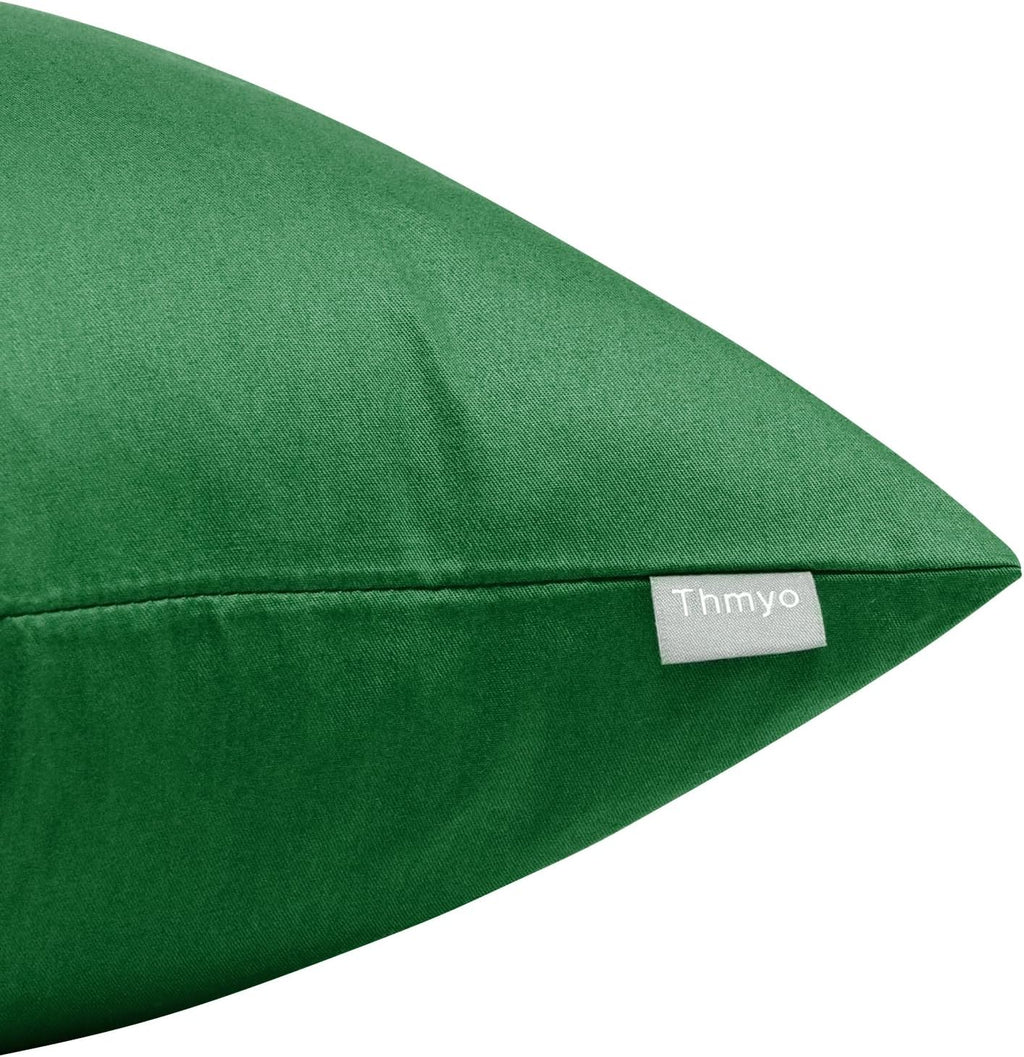 Thmyo 4-Pack 100% Cotton Comfortable Solid Decorative Throw Pillow Case Square Cushion Cover Pillowcases St Patricks Day DIY Throw Pillow Covers for Sofa(18x18 inch/ 45x45cm,Christmas Green)
