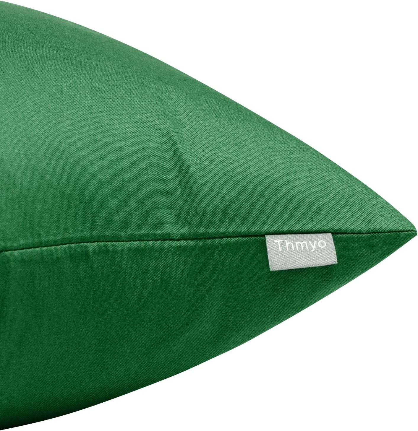 Thmyo 4-Pack 100% Cotton Comfortable Solid Decorative Throw Pillow Case Square Cushion Cover Pillowcases St Patricks Day DIY Throw Pillow Covers for Sofa(18x18 inch/ 45x45cm,Christmas Green)