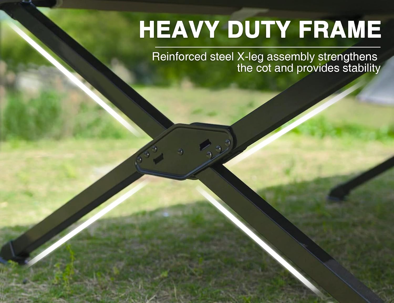 EVER ADVANCED Extra Wide Camping Cot for Adults Oversized XXL Sleeping Cots Folding Cot Bed with Carry Bag, 84.3" L x 41.9" W, Support to 550 lbs
