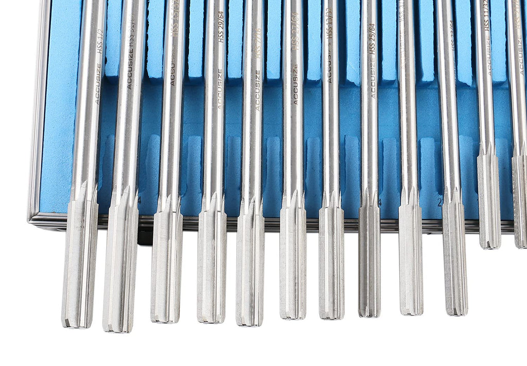 Accusize Chucking Reamer Set, 1/16" to 1/2" by 1/64", 29 Pc