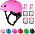 KAMUGO Kids Adjustable Helmet, with Sports Protective Gear Set Knee Elbow Wrist Pads for Toddler Age 2-8 Boys Girls, Bike Skateboard Hoverboard Scooter Rollerblading Helmet Set