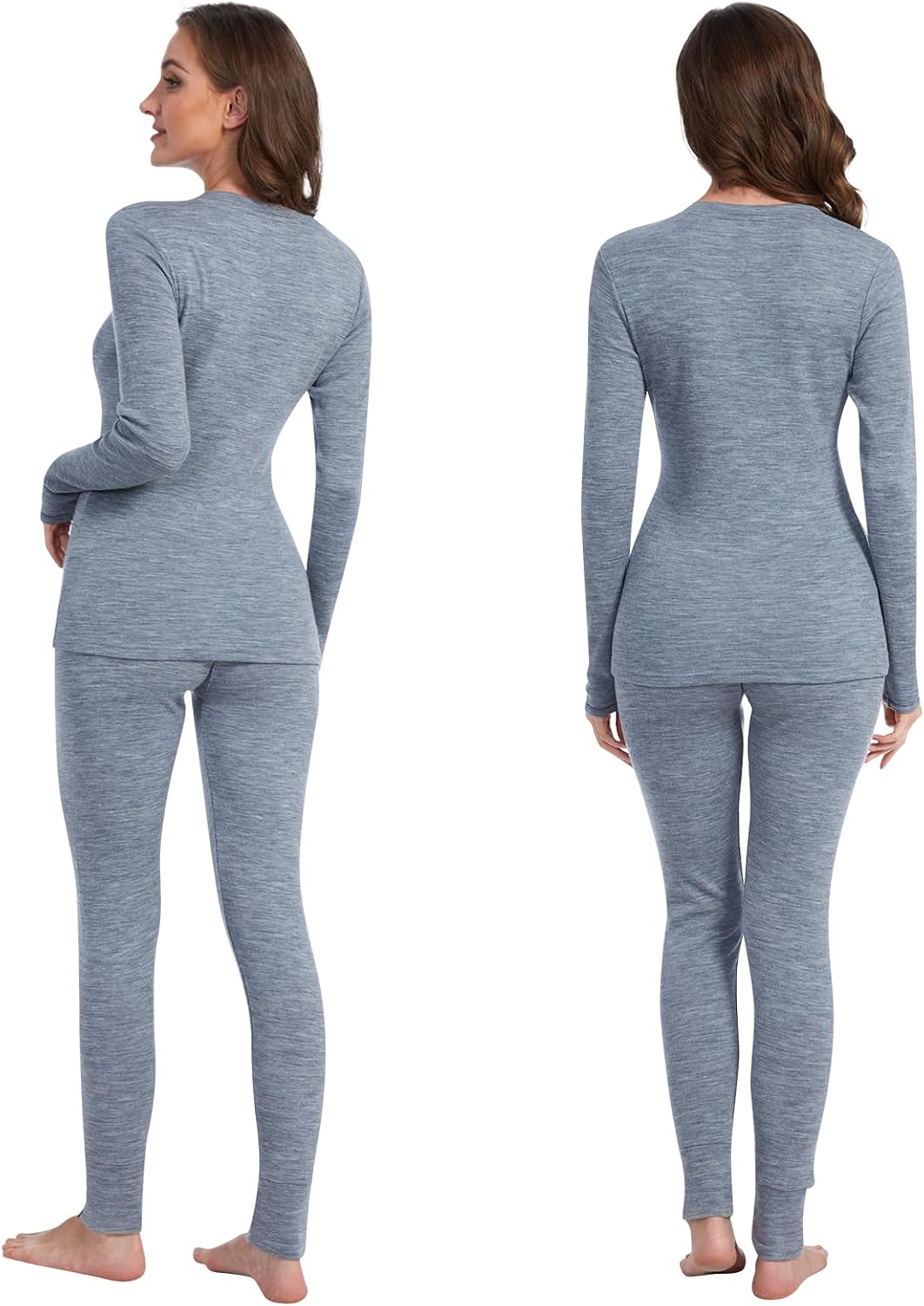 100% Merino Wool Base Layer Set Women - Thermal Underwear Long Johns PJs