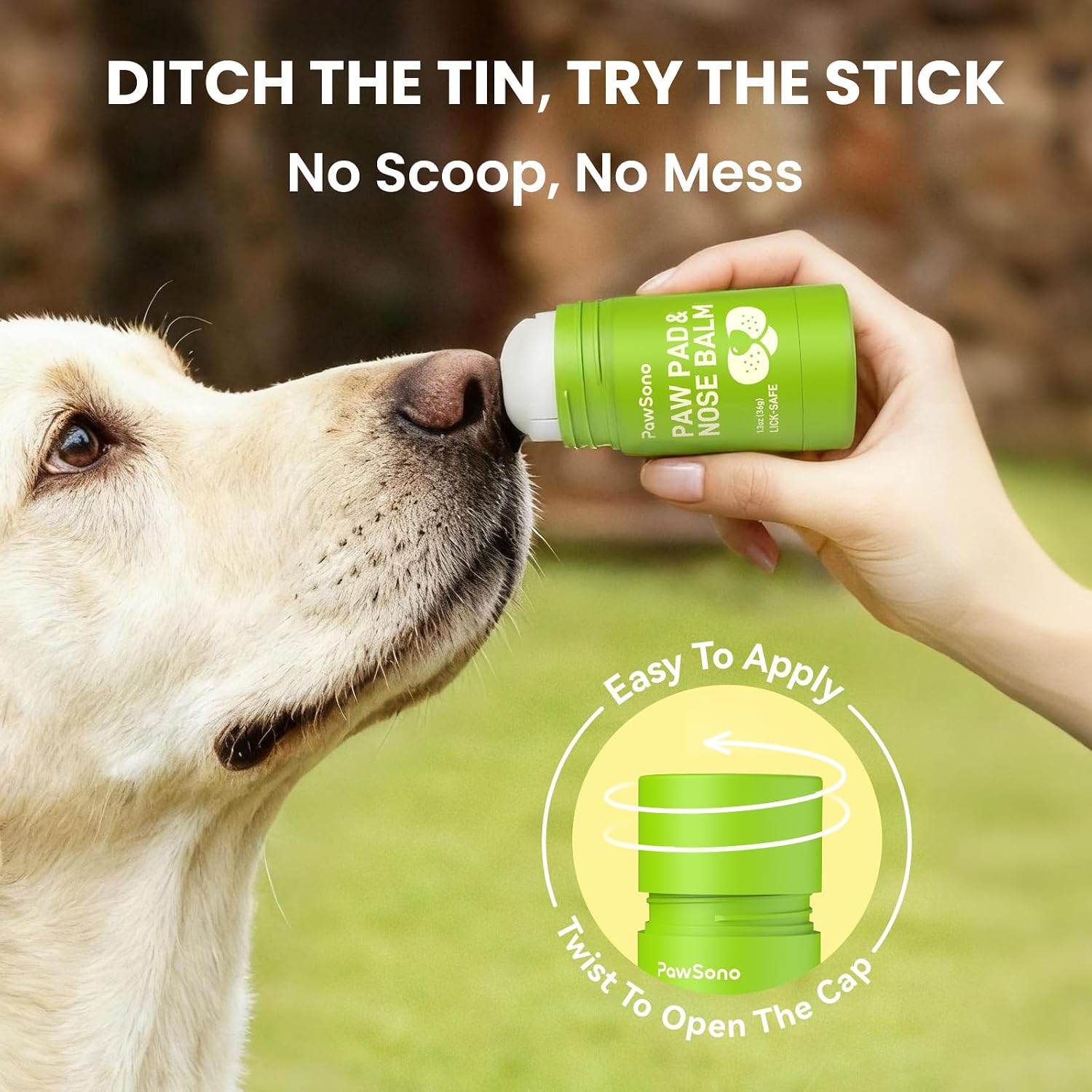 PawSono Lick-Safe Dog Paw & Nose Balm with Coconut Oil, All-Natural