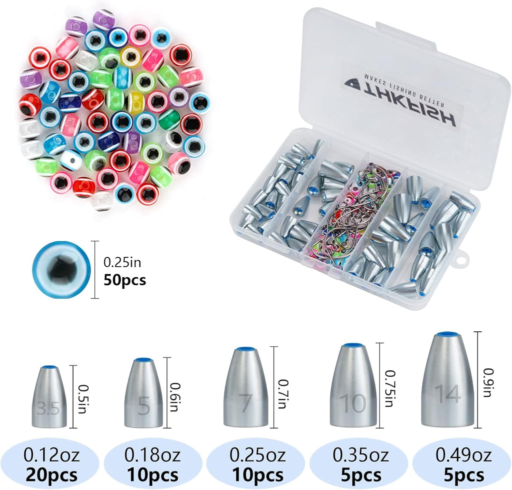 THKFISH Fishing Weights Sinkers Set, 28PCS Fishing Sinker Drop Shot Weights Kit,Drop Shot Rig Wacky Hooks for Saltwater Freshwater Bass Fishing