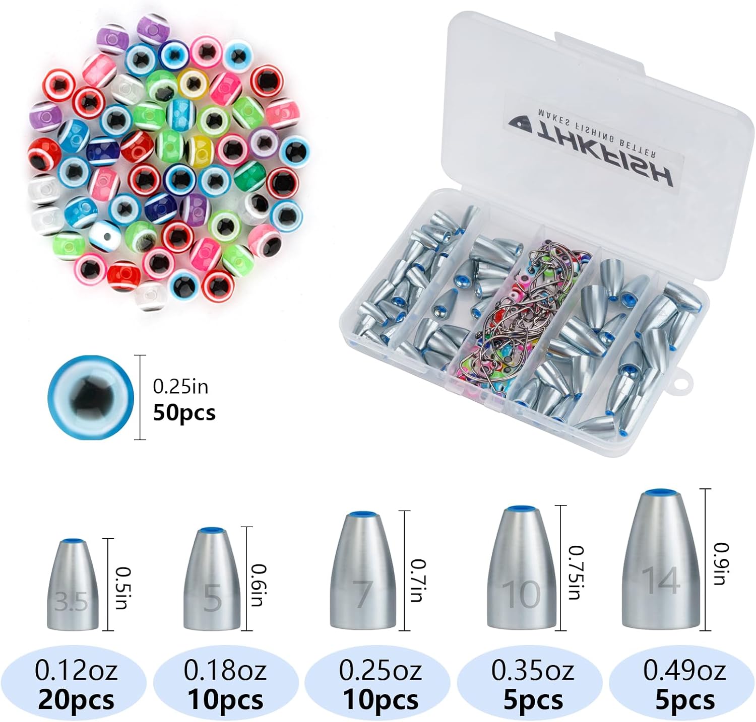 THKFISH Fishing Weights Sinkers Set, 28PCS Fishing Sinker Drop Shot Weights Kit,Drop Shot Rig Wacky Hooks for Saltwater Freshwater Bass Fishing