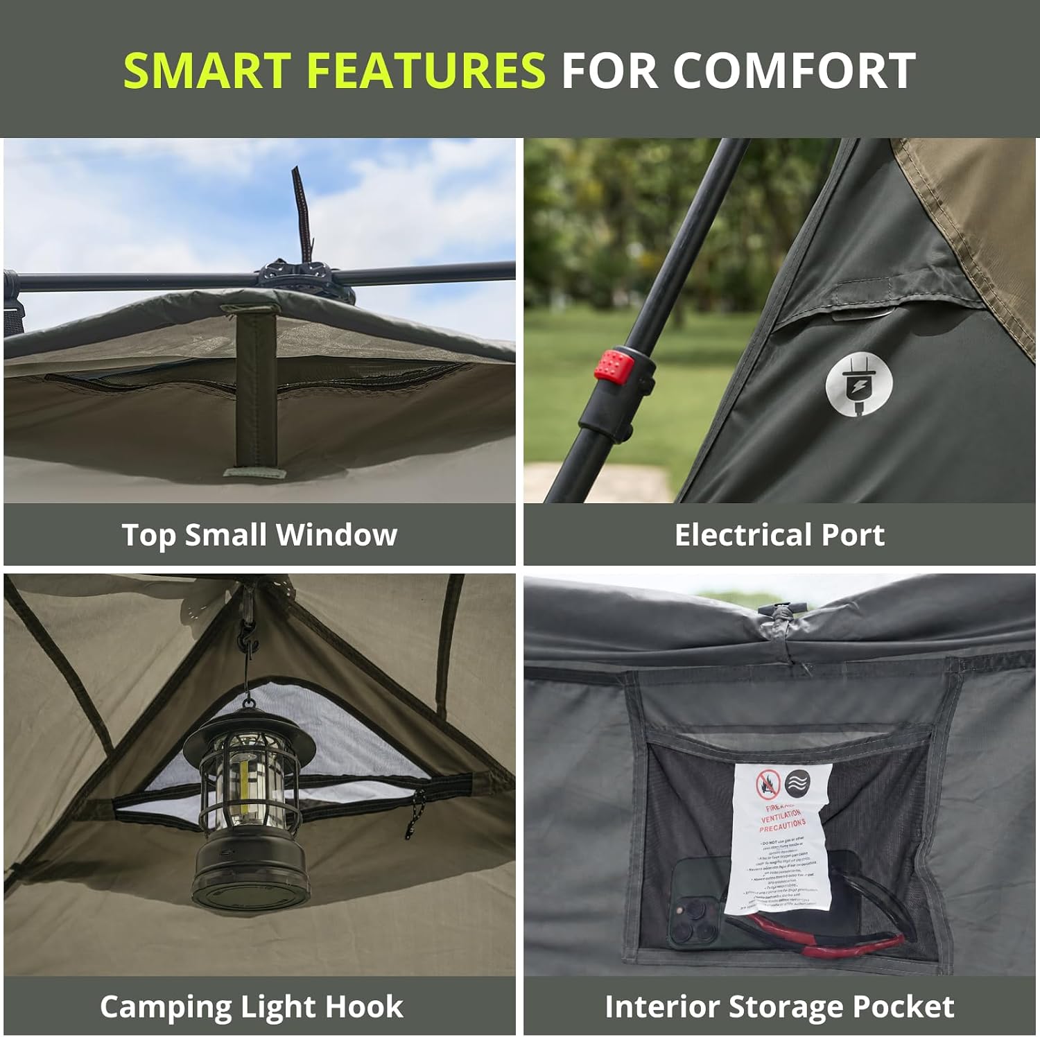 CAMEL CROWN 4/6 Person Instant Cabin Tent, Pop Up Windproof Tents for Camping, 60-Second Setup Family Tent with Carry Bag for Outdoor Hiking