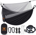 Camping Hammock with Net,Portable Lightweight Double Hammocks with Tree Straps and Solid D-Shape Hanging Hooks,Parachute Nylon Hammock for Backpacking Beach Backyard Patio Hiking