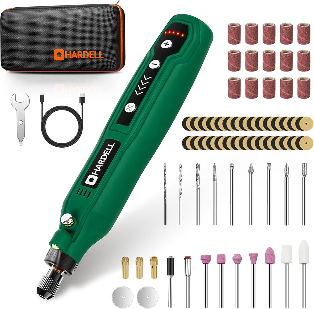 HARDELL Mini Cordless Rotary Tool, 5-Speed USB-C 69pcs Kit for DIY Crafts