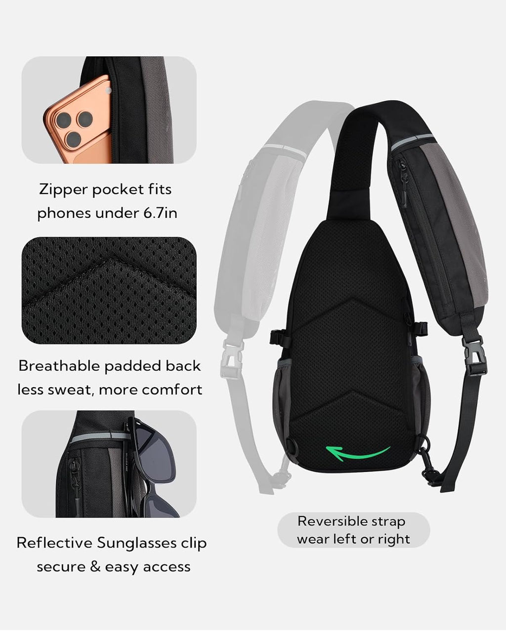 WATERFLY Small Crossbody Sling Bag: RFID Travel Hiking Daypack Man Woman