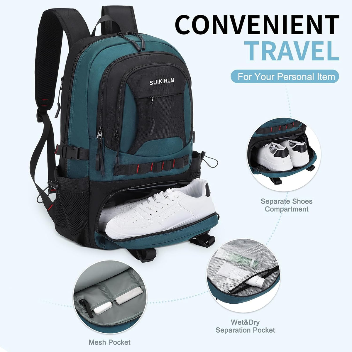 Hiking Daypack Camping Expandable Travel Backpack Men Women 40L