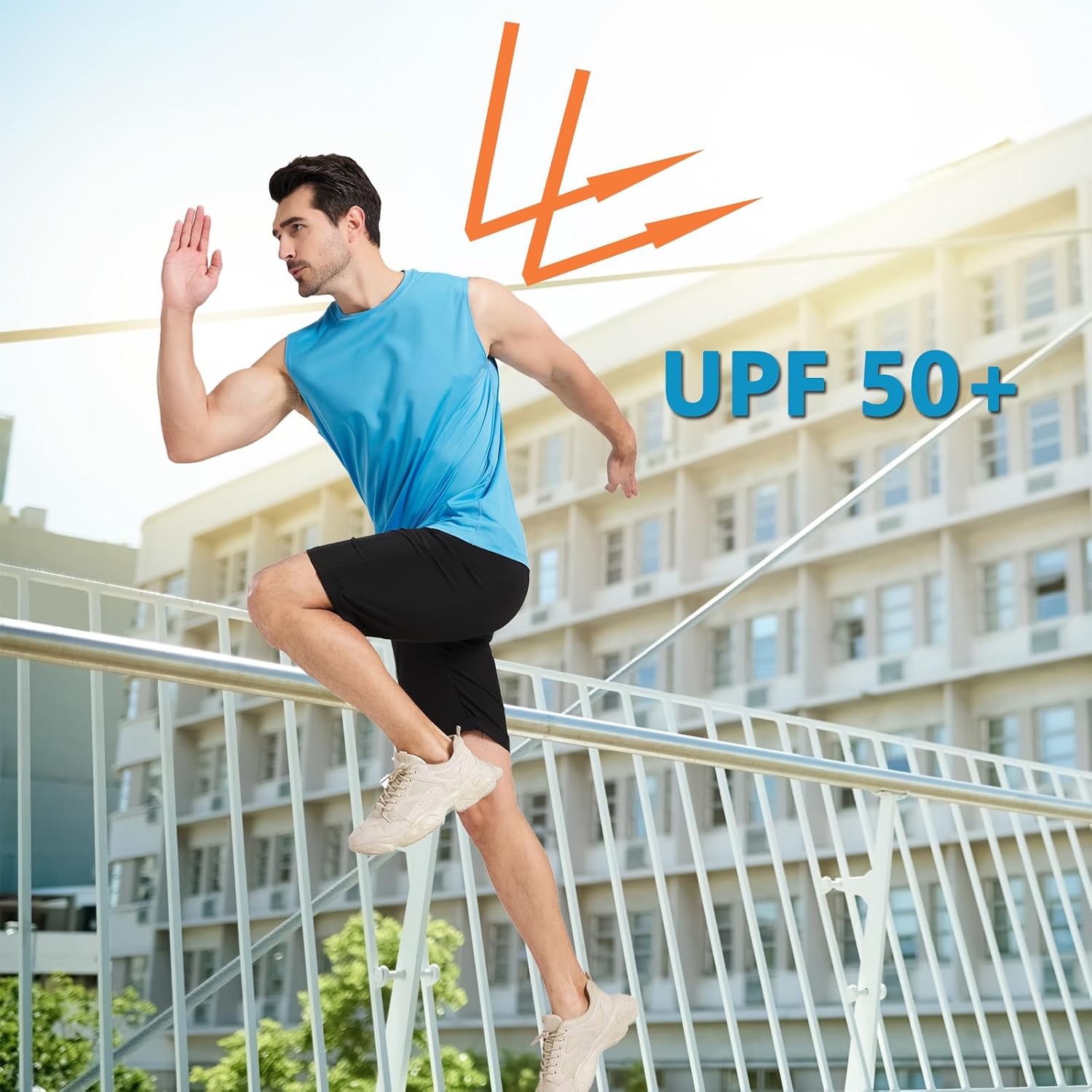 Men's Sleeveless UPF 50+ Swim Shirts Quick Dry UV Workout Tank Top