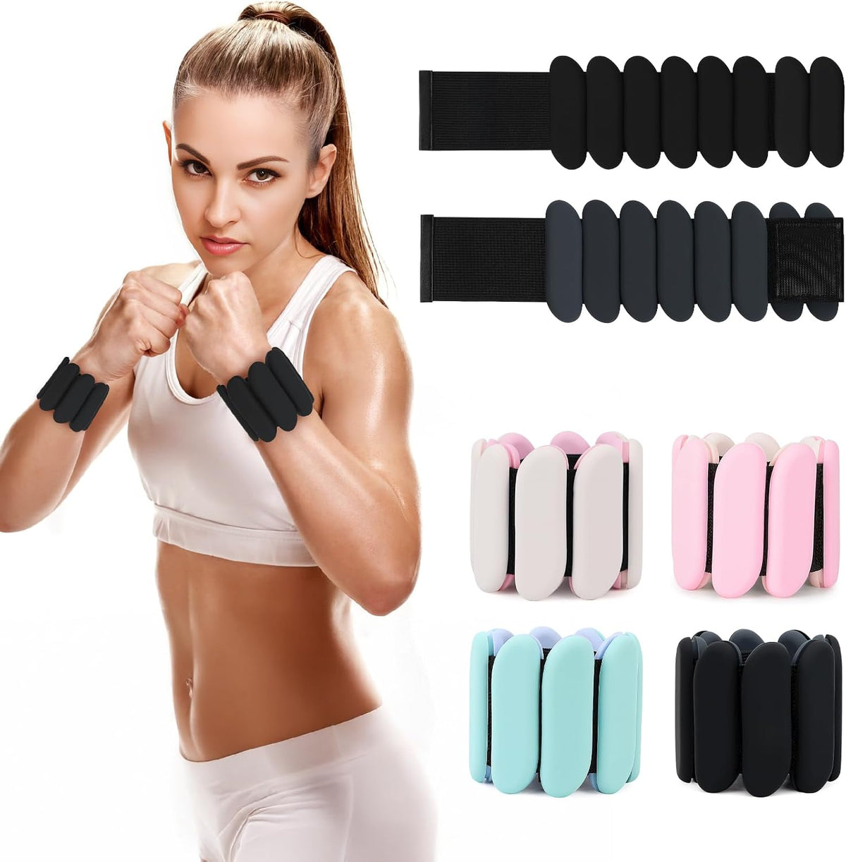 Wrist Weights, 2Pcs Wearable Wrist Ankle Weights for Women and Men, Adjustable Silicone Bracelets Suitable for Walking, Yoga, and Gym, Arm & Leg Workout, 2lb