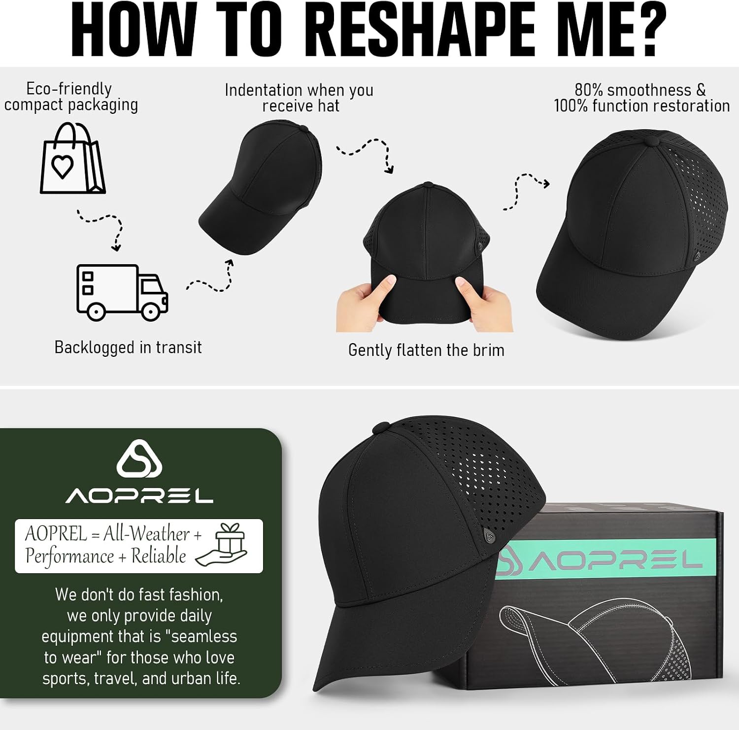 AOPREL Baseball Cap Breathable Mesh Golf Hat Quick Dry Adjustable Baseball Hats for Men and Women Sport Running Workout