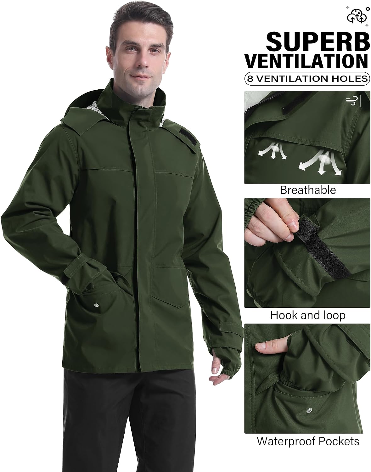 iCreek Rain Suit Waterproof Breathable Lightweight 2-Piece Rain Gear Unisex
