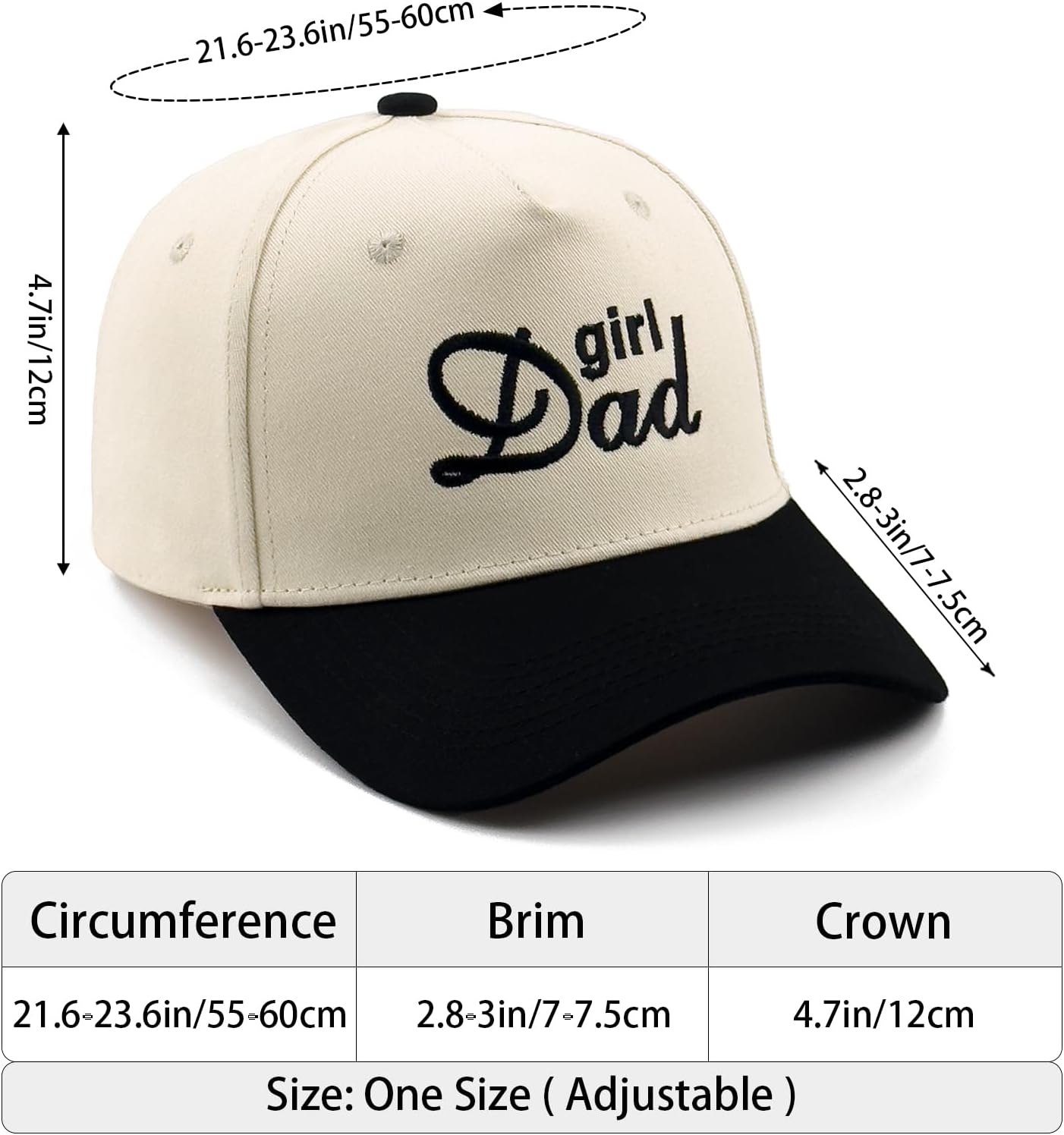 Embroidered Boy Girl Dad Mom Two-Tone Baseball Cap, Classic Dad Hat for Men Women His Her, Family Theme Gift Ideas