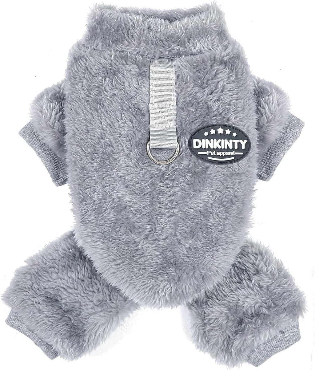 Fleece Dog Pajamas Winter Warm Dog Sweater for Small Dogs Thermal Soft Puppy Pjs Coat Stretchy Jumpsuit Doggie Pet Clothes Outfits Cat Apparel (Grey, X-Small)