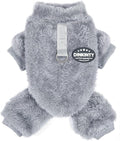 Fleece Dog Pajamas Winter Warm Dog Sweater for Small Dogs Thermal Soft Puppy Pjs Coat Stretchy Jumpsuit Doggie Pet Clothes Outfits Cat Apparel (Grey, X-Small)
