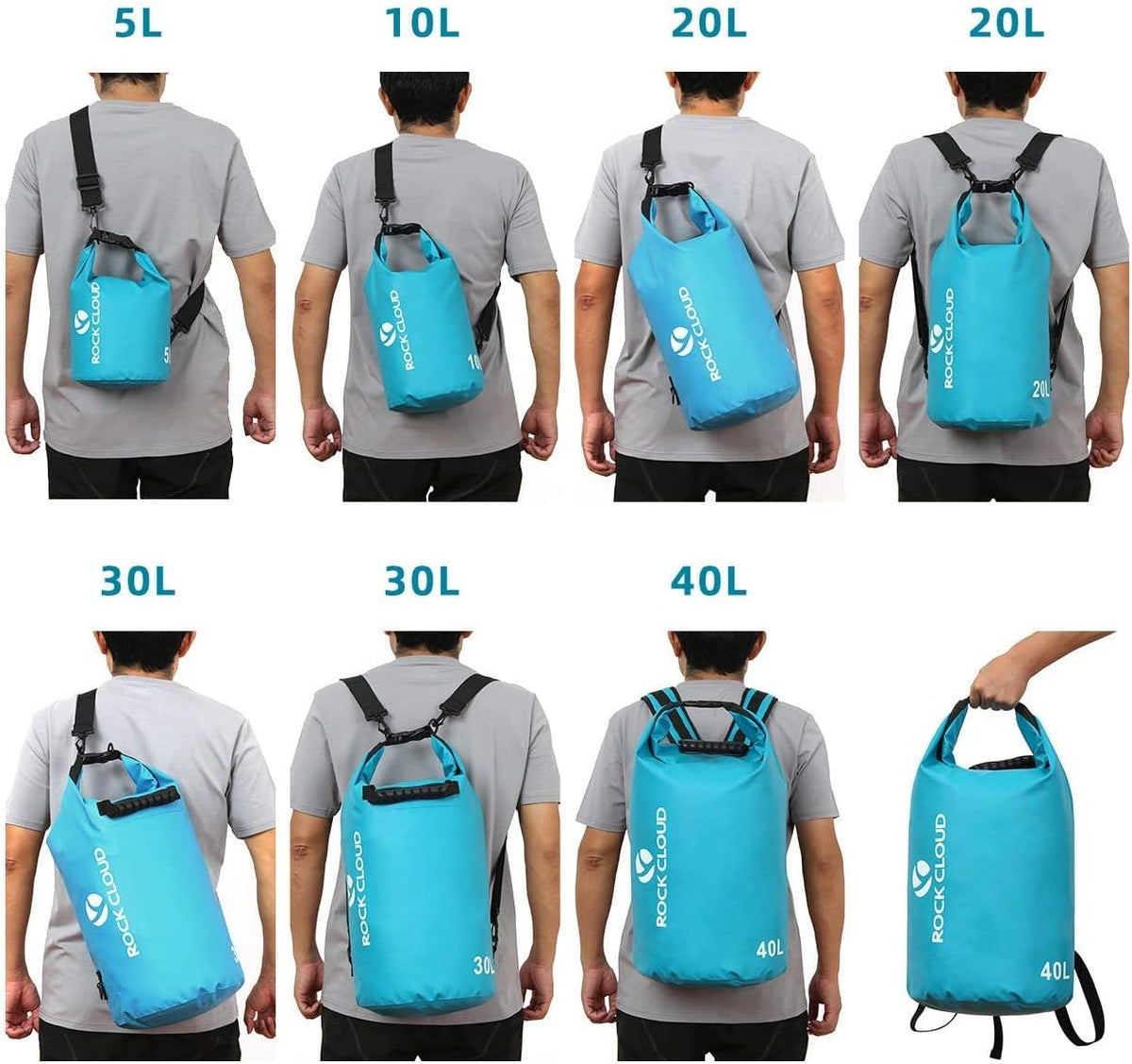 ROCK CLOUD Dry Bag Waterproof 10L Dry Sack for Kayaking Rafting Boating Beach Surfing Swimming Canoe Camping Hiking Fishing Ski, Orange