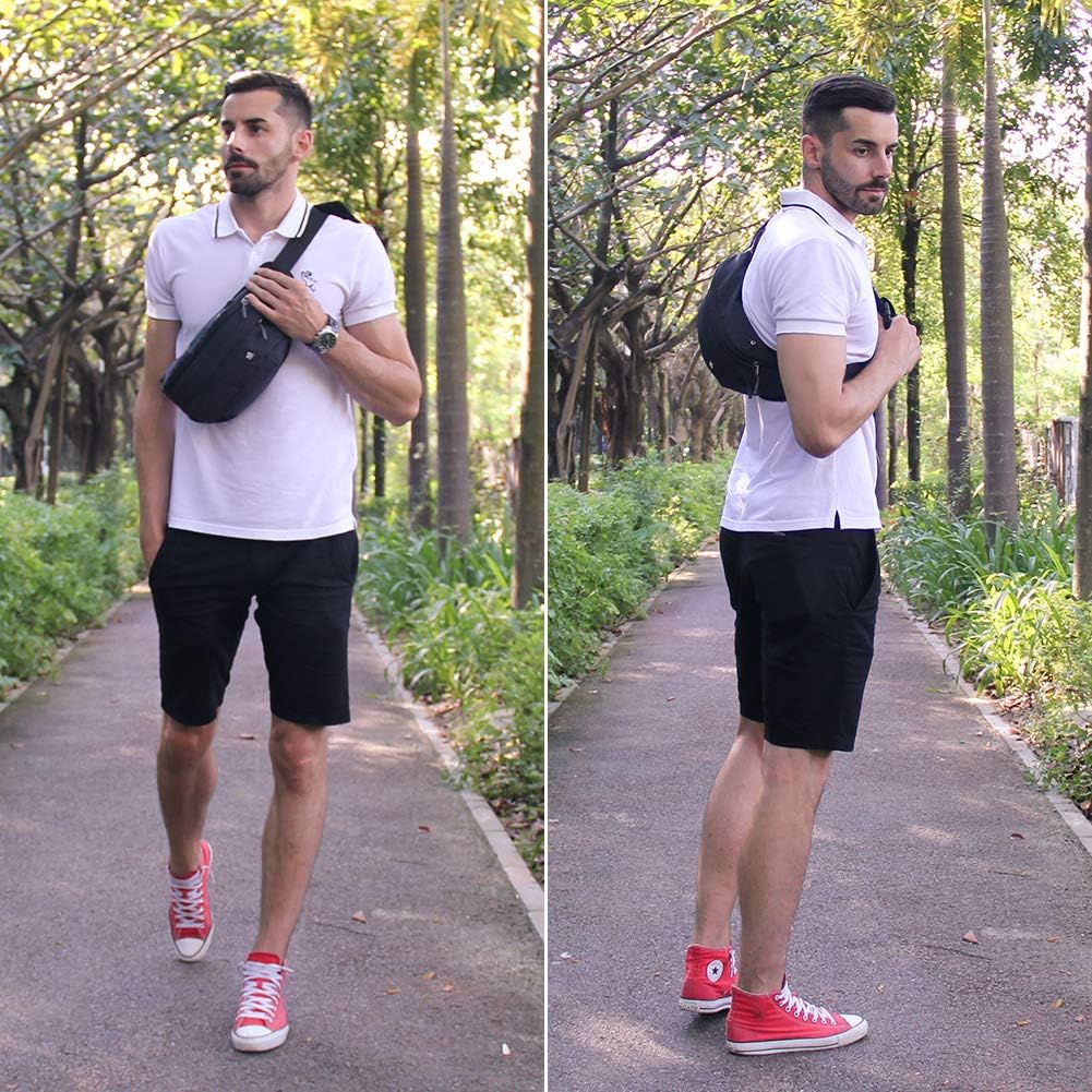 WATERFLY Fanny Pack Waist Bag: Large Crossbody Fannie Bum Belt Bag Hip Phanny Pack for Men Women Outdoor Sport Hiking Traveling Walking