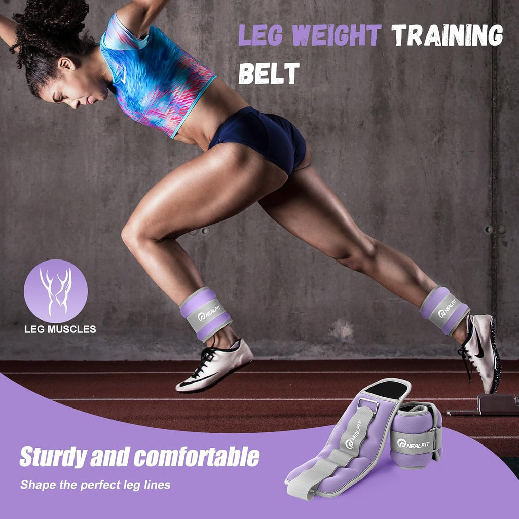 NEALFIT Ankle Weights 1/2/3/4/6/10 LBS for Men Women Kids, Leg Arm Wrist Weights with Adjustable Strap for Running, Aerobics, Strength Training, Physical Therapy, Fitness