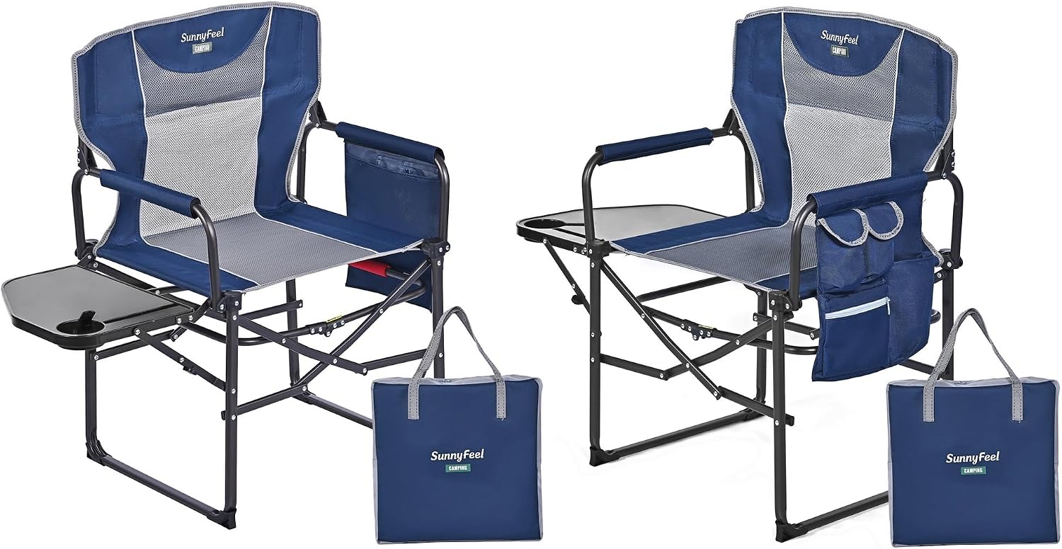 SUNNYFEEL Oversized DirectorsCamping Chair for Adults with Side Table