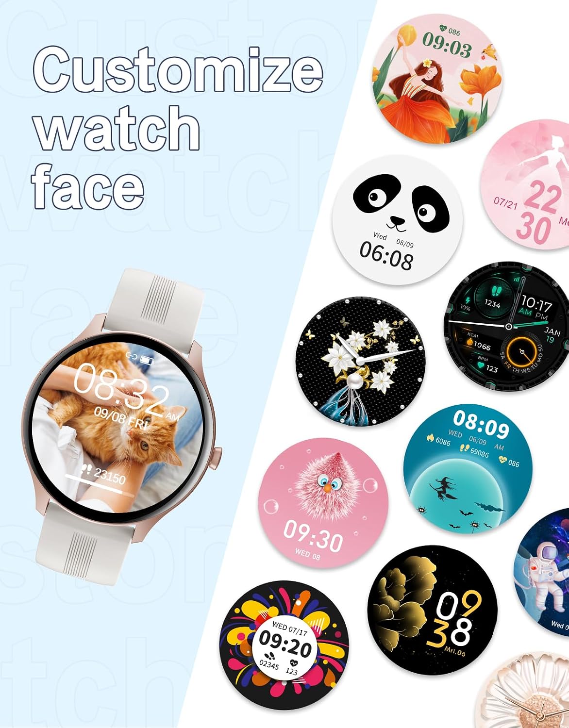 HUAKUA Smart Watch for Women Men Answer/Make Calls for iPhone/Android Cream