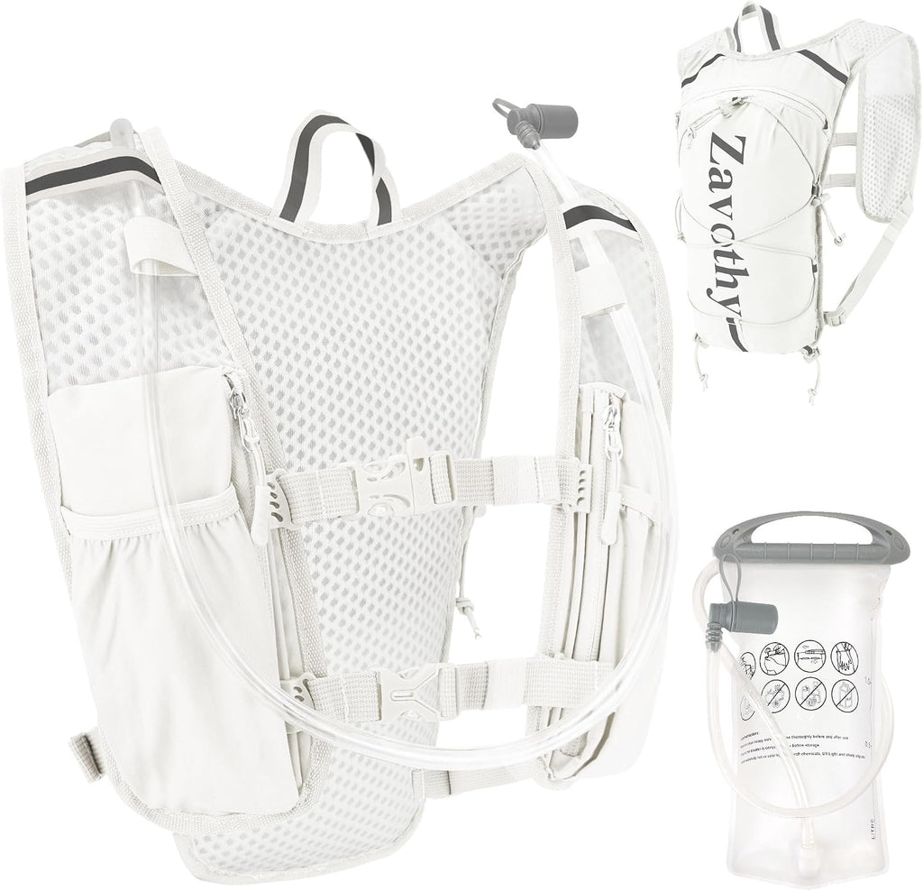 Zavothy Hydration Vest Pack with 1.5L Water Bladder, Lightweight 6L Hydration Backpack for Running, Hiking & Cycling, Breathable Reflective Hydration Vest for Men & Women