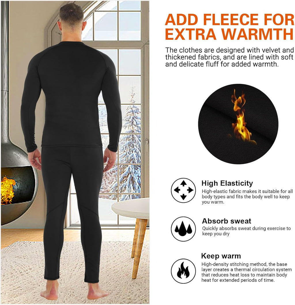 MEETYOO mens Men's Thermal Underwear Set Sport Long Johns Base Layer