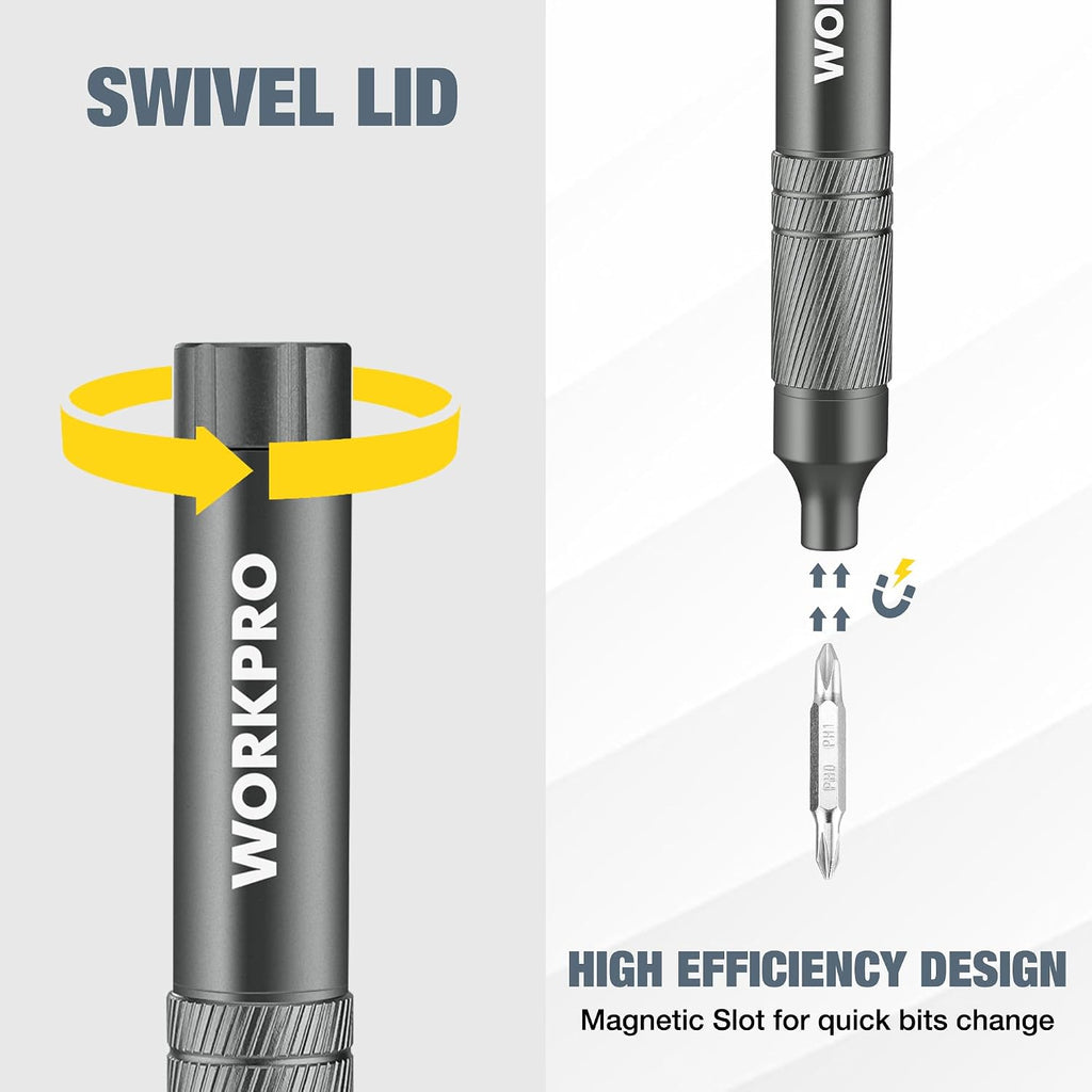 WORKPRO 24 in 1 Multi Bit Mini Screwdriver Set Magnetic, Grey