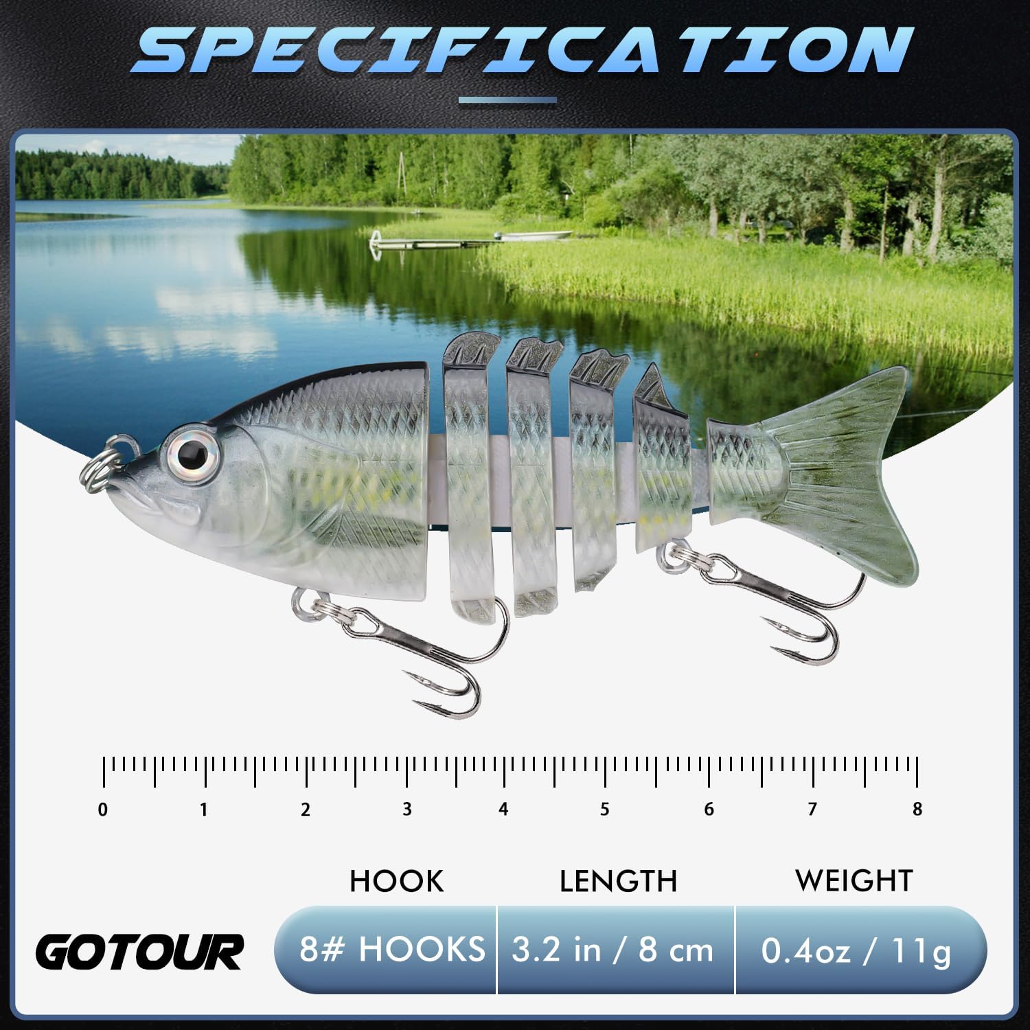 GOTOUR Jointed Swimbaits, Easy Catch Fishing Lures for Bass Trout Crappie