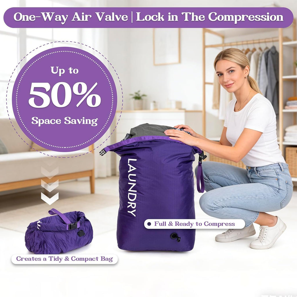Travel Laundry Bag, Vacuum Compression Dirty Clothes Travel Bag