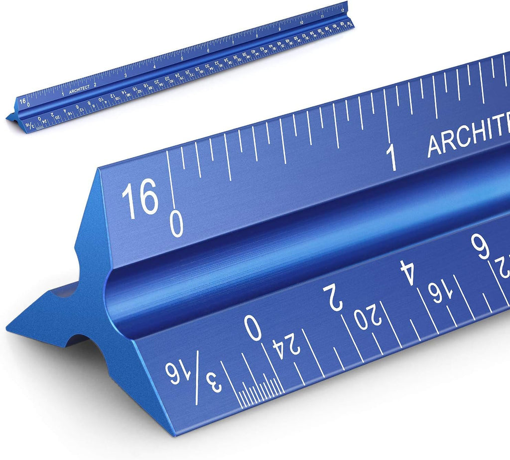 12" Architectural Scale Ruler Triangular Ruler, Color-Coded, 1 Pack