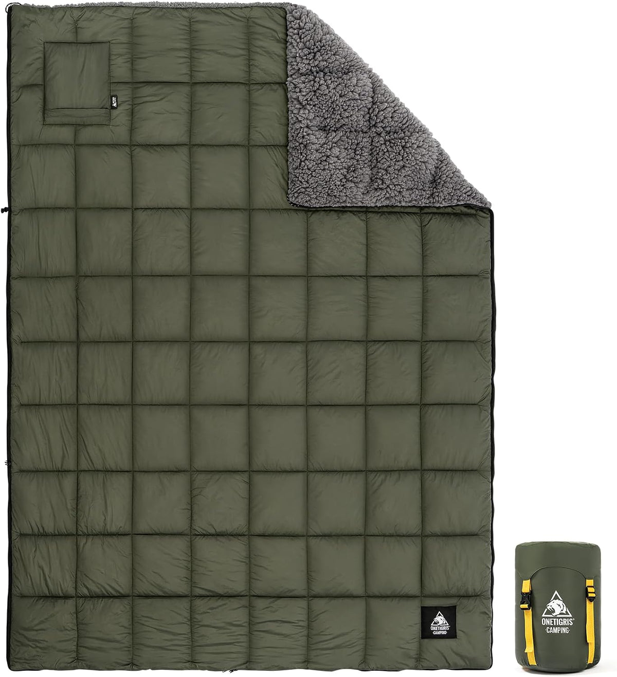 ONETIGRIS Oversized Camping Blanket, Wearable Sherpa Blanket with Zipper