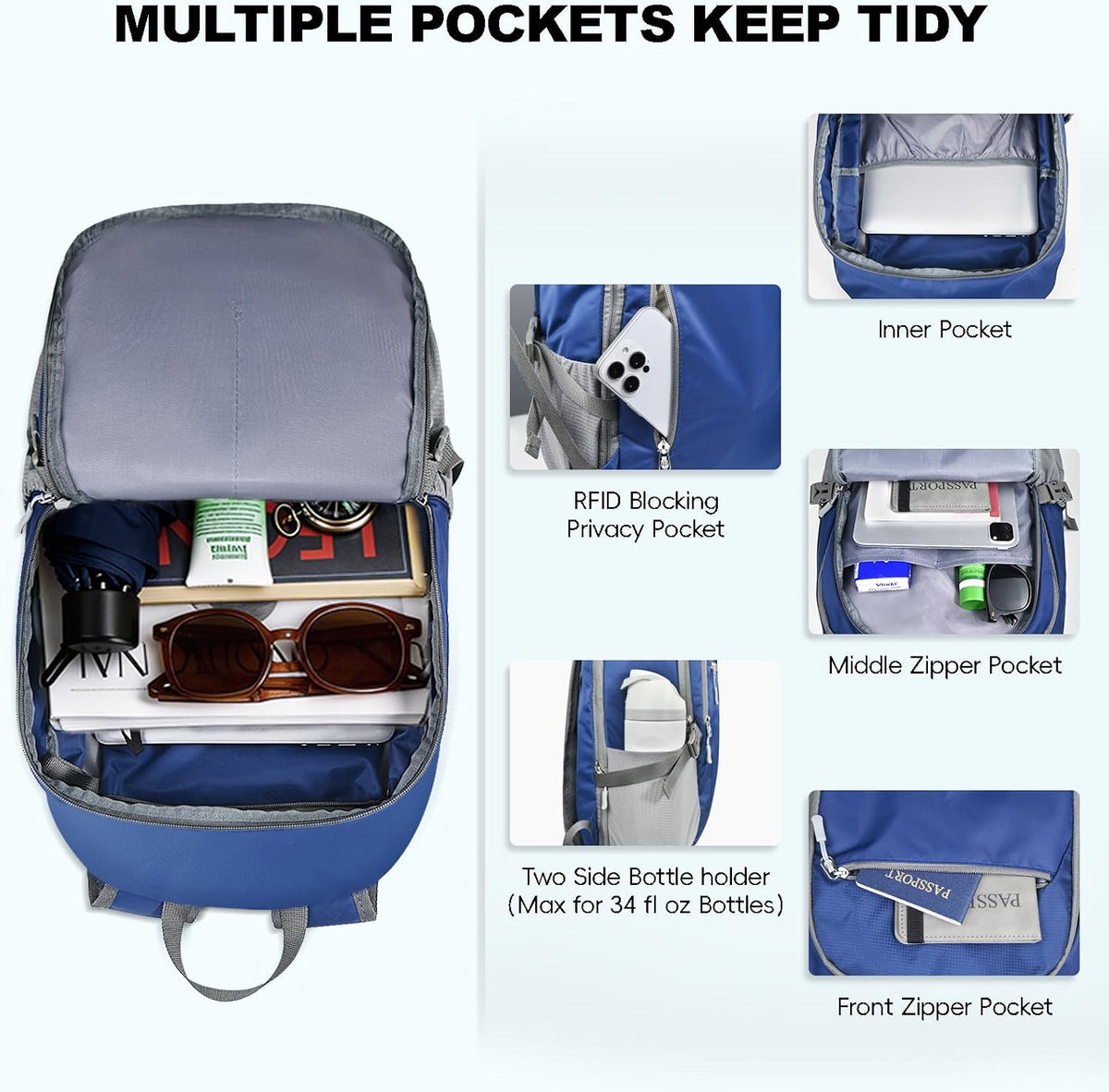 Seektop Travel Backpack, Foldable Expandable 20L-28L Daypack
