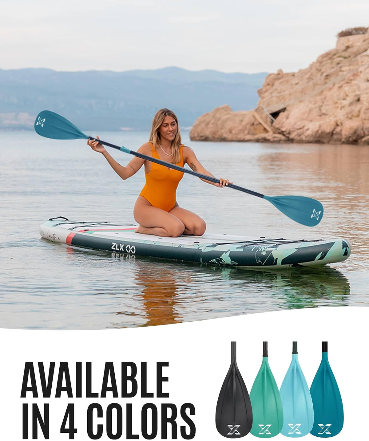 ZLX Paddle Board Paddle, 3 or 4 Piece Adjustable SUP Paddle, Detachable Floating Kayak Paddles, Lightweight Oar with Premium Durable Fiber Blade, for Paddleboard, Surfing, Water Sports Enjoyment