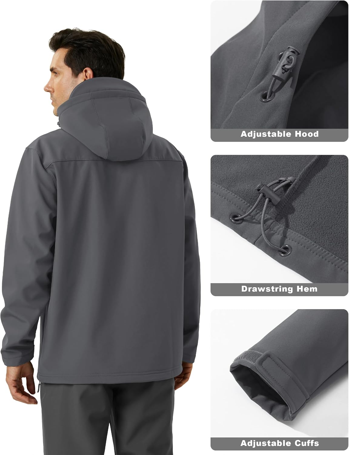 MAGCOMSEN Men's Jacket Waterproof Fleece Lightweight Softshell Rain Coat