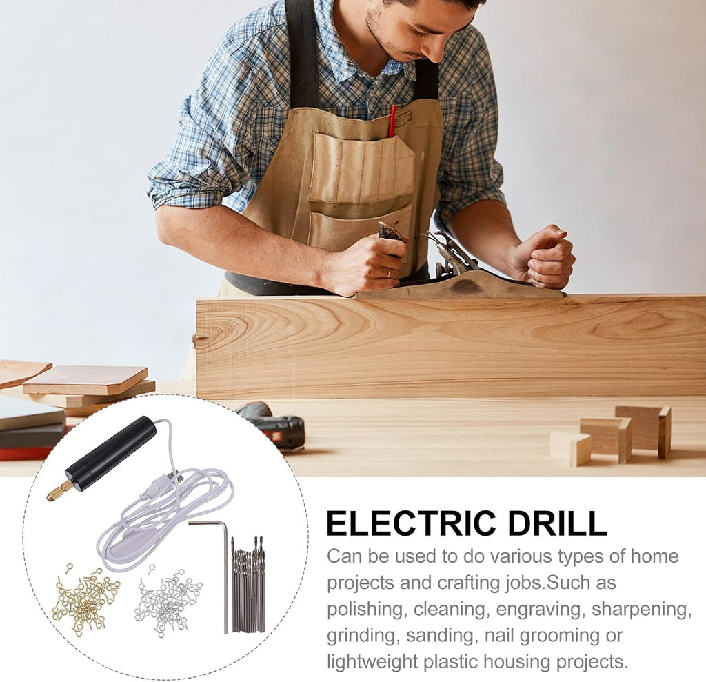 Veemoon 115 Pcs USB Charging Mini Electric Drill Cordless Rotary Tool for Crafts and Small Repairs with Multi-accessories Lightweight Handheld Design