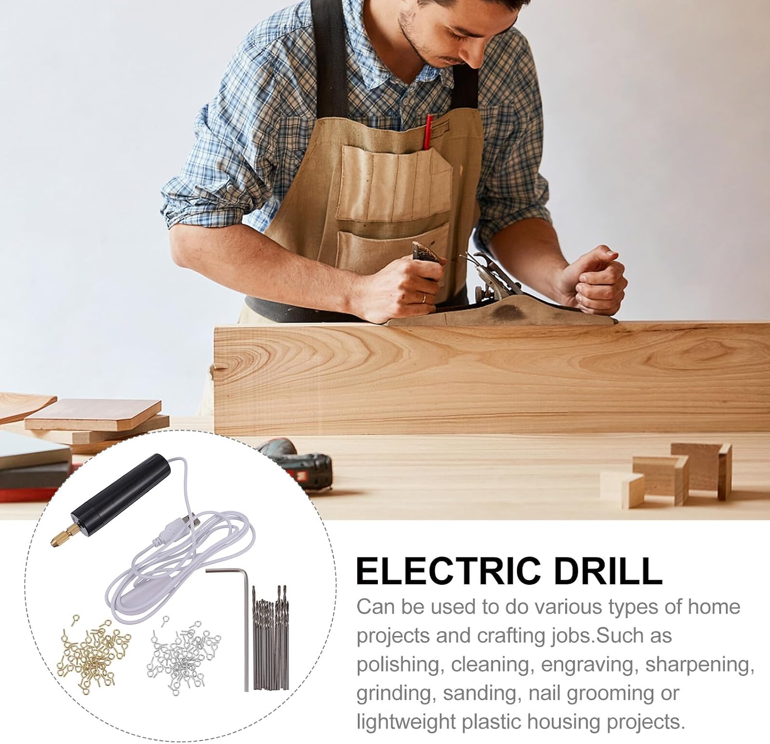 Veemoon 115 Pcs USB Charging Mini Electric Drill Cordless Rotary Tool for Crafts and Small Repairs with Multi-accessories Lightweight Handheld Design