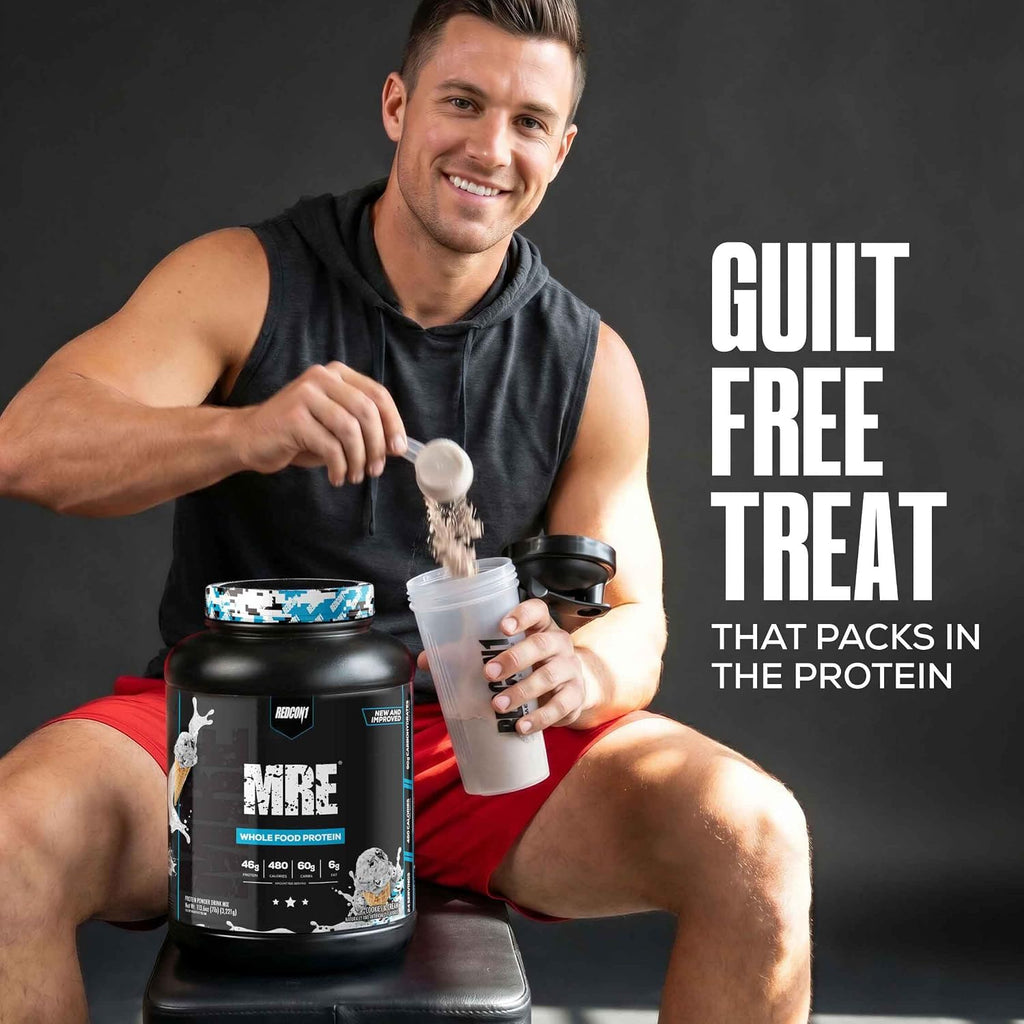 REDCON1 MRE Whole Food Protein Powder, Fudge Brownie - Meal Replacement Made with Animal and Plant Based Protein Sources, Nutrient and Calorie Dense, 0g Added Sugar (24 Servings)