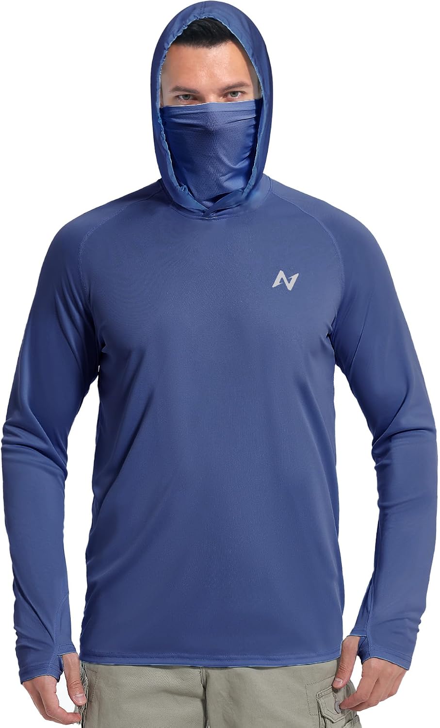 isnowood Mens UPF 50+ Sun Hoodie Long Sleeve Fishing Shirt with Face Mask