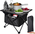 Foldable Camping Side Table, Ultralight Small Beach Aluminum, Portable Outdoor Table with Carry Bag and Storage for Picnic, Grill, Hiking, Fishing, Sand, Camping, Black