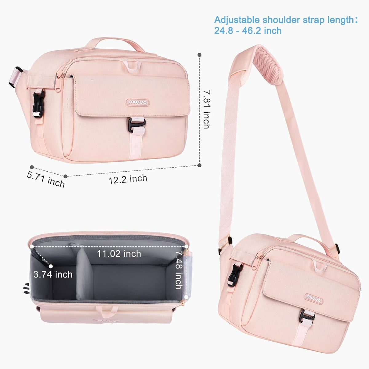MOSISO Camera Shoulder Bag Camera Case Crossbody Sling Purse, Pink