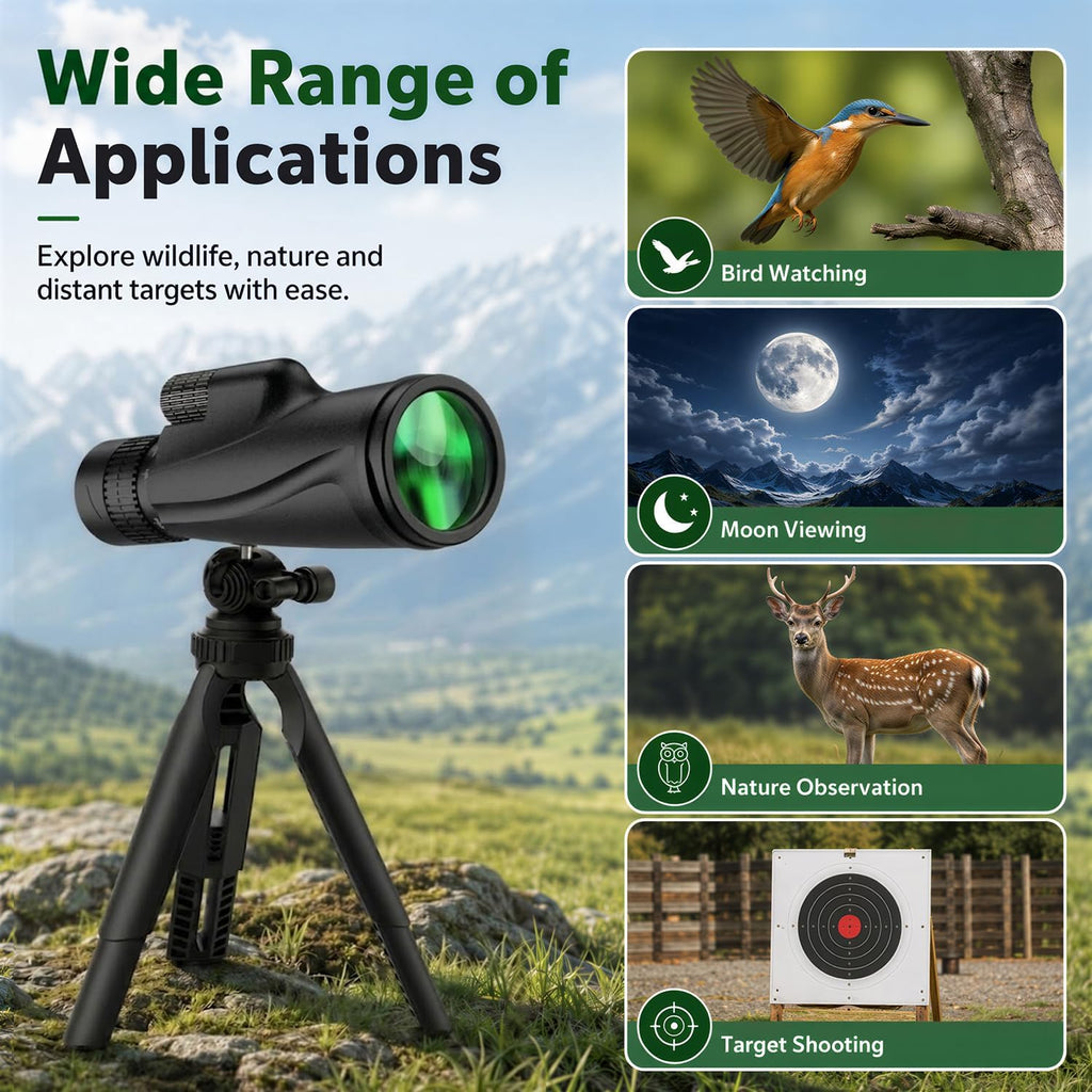 Monocular-Telescope 80x100 High Powered Monoculars High Definition for Adults High Powered with Smartphone Adapter Telescope Bird Watching Travel Camping Hiking