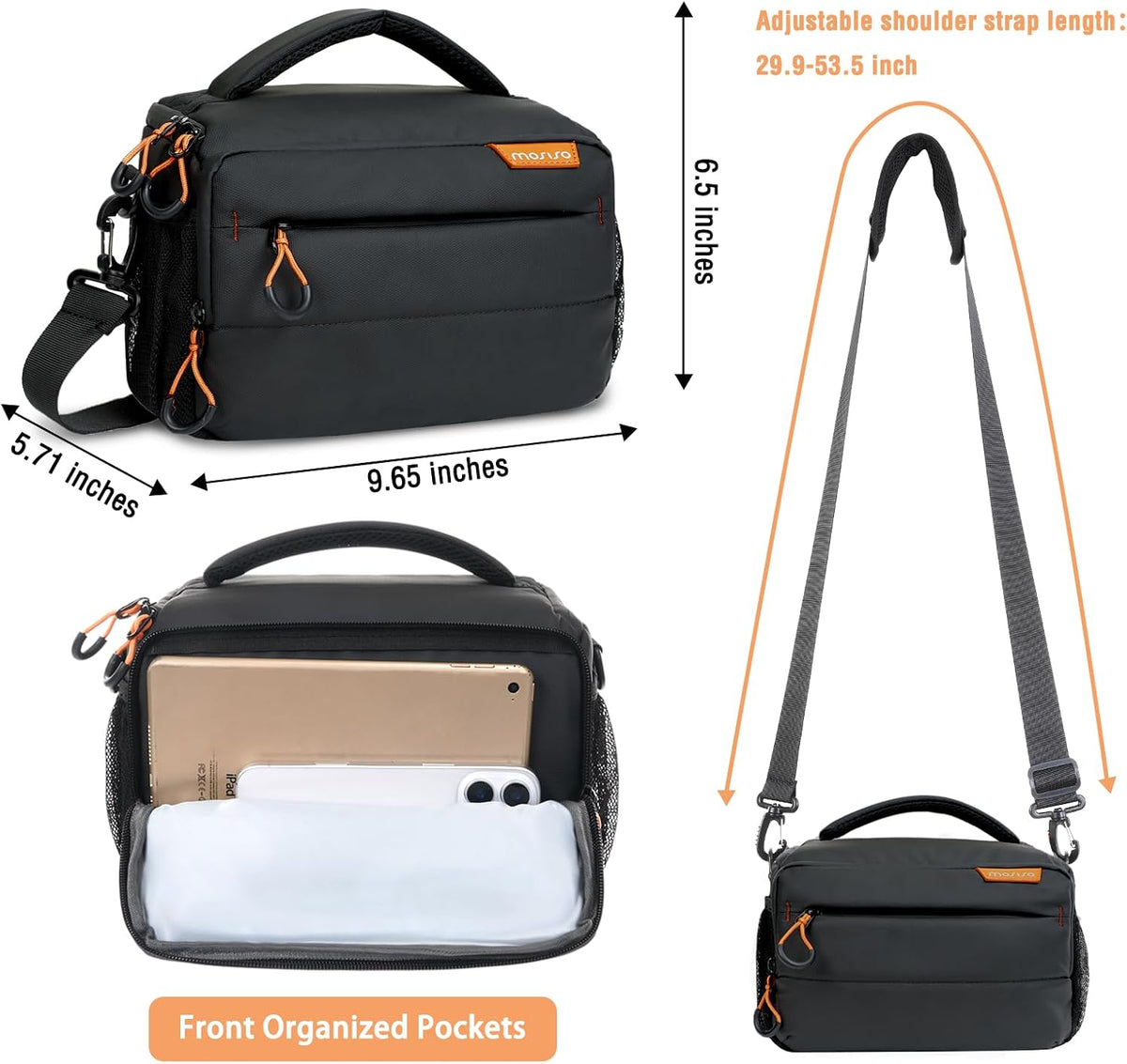 MOSISO Small Camera Bag for Photographers, Camera Shoulder Bags, Black