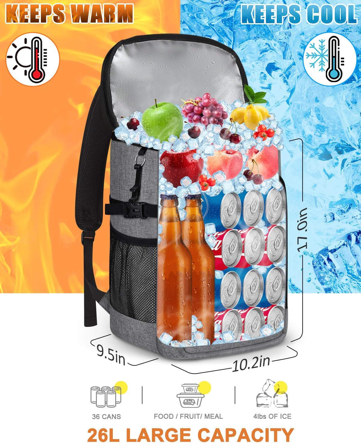 Capolo Cooler Backpack Insulated Leak Proof for Women Men Soft Cooler Bag