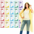 Juvale Raincoat Plastic Disposable Rain Ponchos with Hood - Bulk Emergency Rain Cover