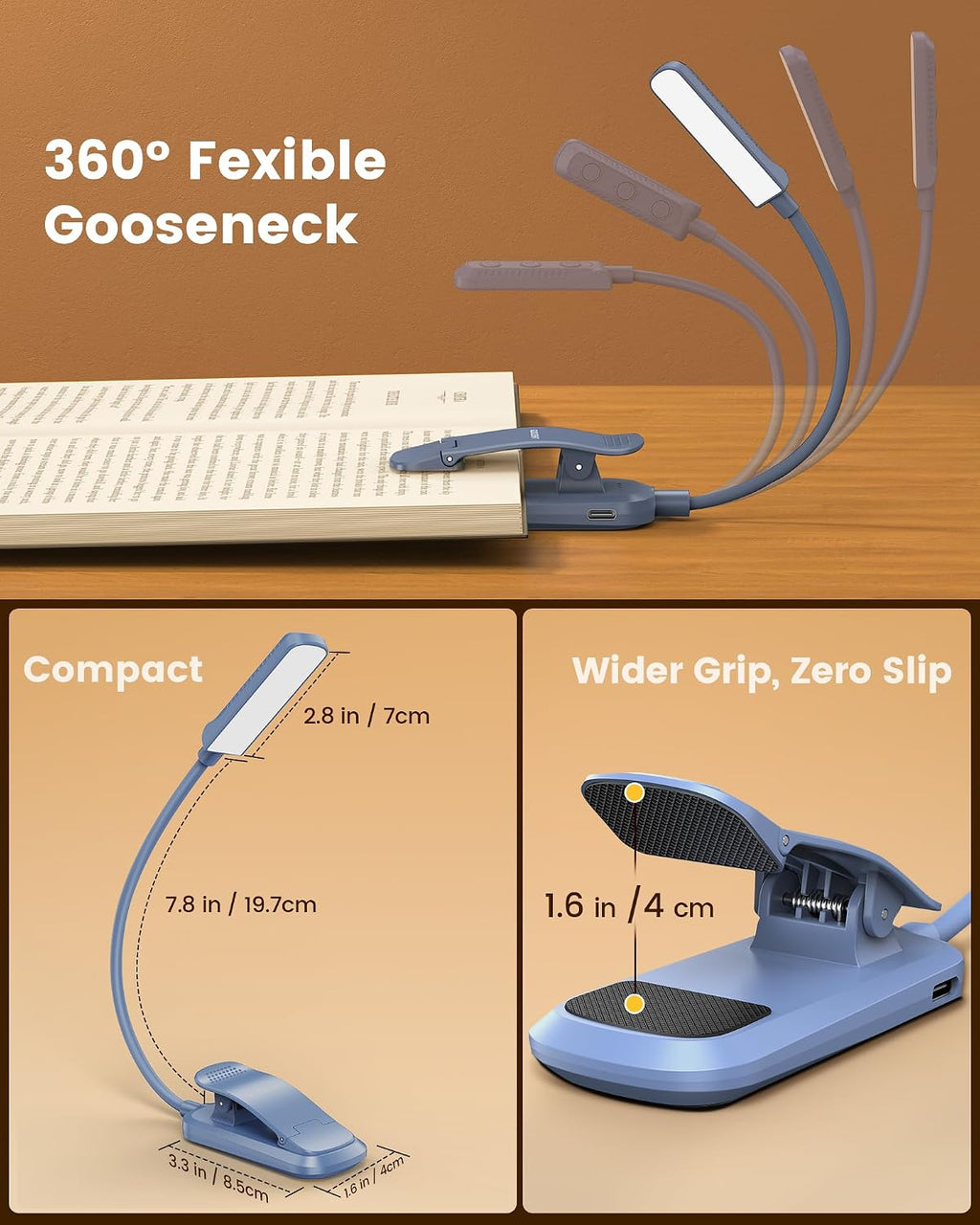 Glocusent 13 LED Book Lights for Reading at Night, Gifts for Book Lovers