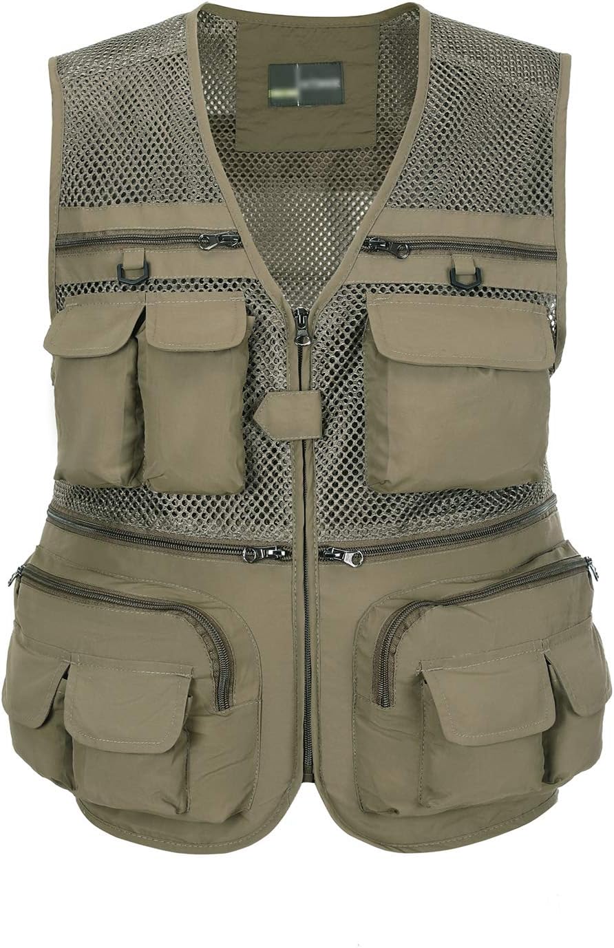 Hbufnha Outdoor Fishing Hunting Vest Multi Pockets Work Cargo Jacket
