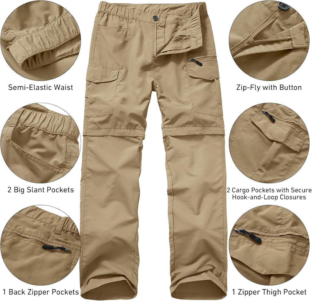 mixtiq Mens Hiking Convertible Pants Water-Resistant Quick Dry Pants
